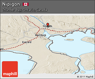 Shaded Relief Panoramic Map of Nipigon