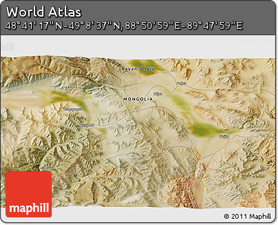 Satellite 3D Map of the Area around 48° 54' 57" N, 89° 19' 29" E