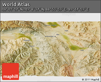 Satellite 3D Map of the Area around 48° 54' 57" N, 89° 19' 29" E