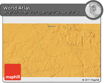 Political 3D Map of the Area around 48° 54' 57" N, 89° 10' 30" W