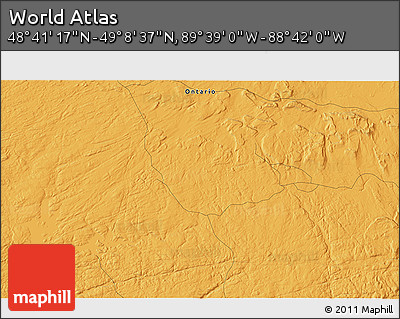 Political 3D Map of the Area around 48° 54' 57" N, 89° 10' 30" W
