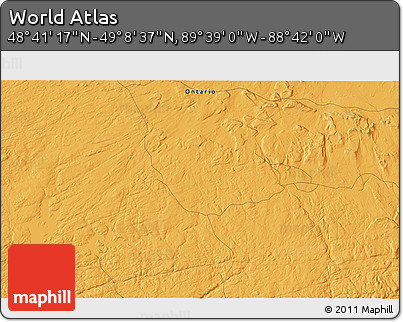 Political 3D Map of the Area around 48° 54' 57" N, 89° 10' 30" W