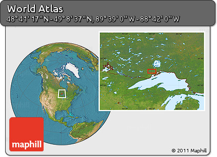 Satellite Location Map of the Area around 48° 54' 57" N, 89° 10' 30" W