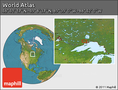 Satellite Location Map of the Area around 48° 54' 57" N, 89° 10' 30" W