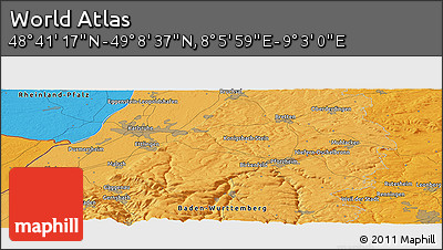 Political Panoramic Map of the Area around 48° 54' 57" N, 8° 34' 29" E