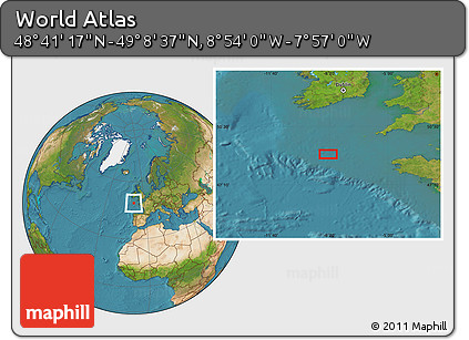 Satellite Location Map of the Area around 48° 54' 57" N, 8° 25' 30" W