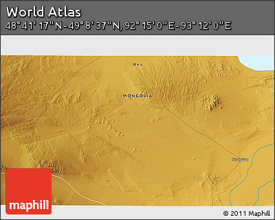Physical 3D Map of the Area around 48° 54' 57" N, 92° 43' 29" E