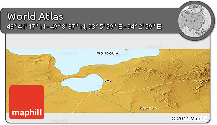 Physical Panoramic Map of the Area around 48° 54' 57" N, 93° 34' 29" E