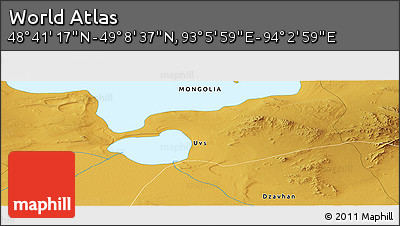 Physical Panoramic Map of the Area around 48° 54' 57" N, 93° 34' 29" E