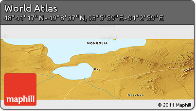 Physical Panoramic Map of the Area around 48° 54' 57" N, 93° 34' 29" E