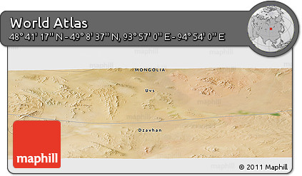 Satellite Panoramic Map of the Area around 48° 54' 57" N, 94° 25' 30" E