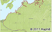 Physical Map of the area around 48° 54' 57" N, 94° 16' 30" W