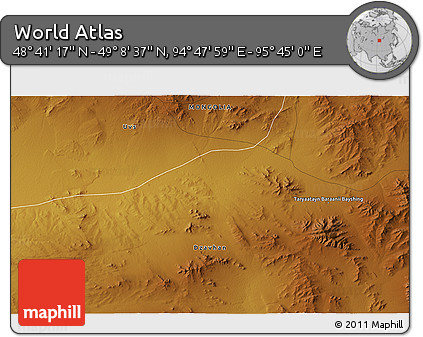 Physical 3D Map of the Area around 48° 54' 57" N, 95° 16' 30" E