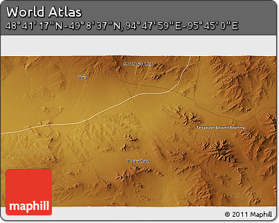 Physical 3D Map of the Area around 48° 54' 57" N, 95° 16' 30" E