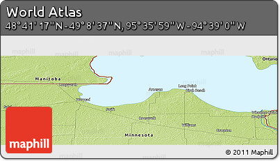 Physical Panoramic Map of the Area around 48° 54' 57" N, 95° 7' 30" W