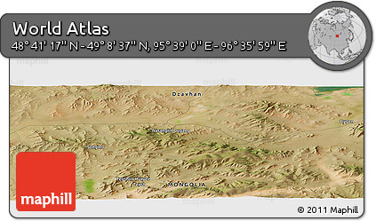 Satellite Panoramic Map of the Area around 48° 54' 57" N, 96° 7' 30" E