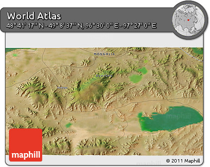 Satellite 3D Map of the Area around 48° 54' 57" N, 96° 58' 29" E