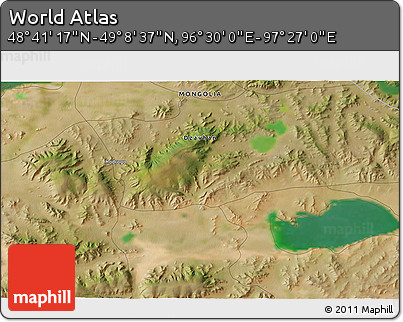 Satellite 3D Map of the Area around 48° 54' 57" N, 96° 58' 29" E