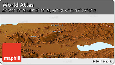 Physical Panoramic Map of the Area around 48° 54' 57" N, 96° 58' 29" E