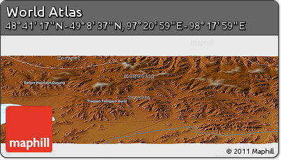 Physical Panoramic Map of the Area around 48° 54' 57" N, 97° 49' 29" E