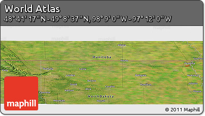 Satellite Panoramic Map of the Area around 48° 54' 57" N, 97° 40' 30" W