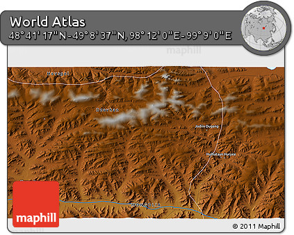Physical 3D Map of the Area around 48° 54' 57" N, 98° 40' 30" E