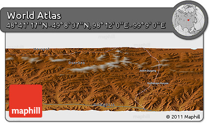 Physical Panoramic Map of the Area around 48° 54' 57" N, 98° 40' 30" E