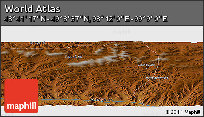 Physical Panoramic Map of the Area around 48° 54' 57" N, 98° 40' 30" E