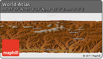 Physical Panoramic Map of the Area around 48° 54' 57" N, 98° 40' 30" E