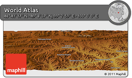 Physical Panoramic Map of the Area around 48° 54' 57" N, 99° 31' 30" E