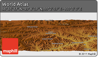 Physical Panoramic Map of the Area around 48° 54' 57" N, 99° 31' 30" E