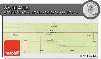 Physical Panoramic Map of the Area around 48° 54' 57" N, 99° 22' 30" W