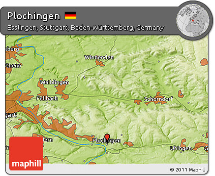 Physical 3D Map of Plochingen