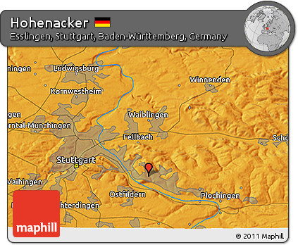 Political 3D Map of Hohenacker