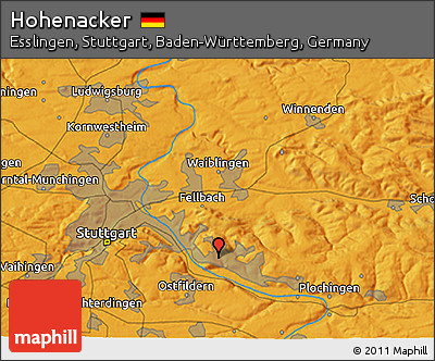 Political 3D Map of Hohenacker