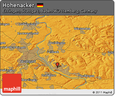 Political 3D Map of Hohenacker