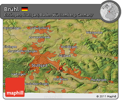 Satellite 3D Map of Brühl