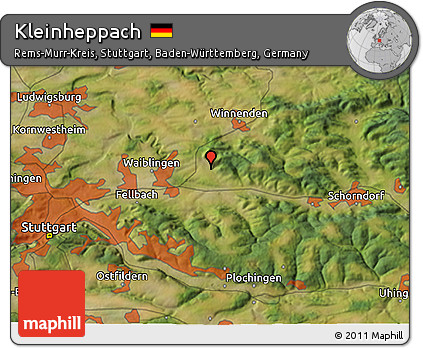 Satellite 3D Map of Kleinheppach