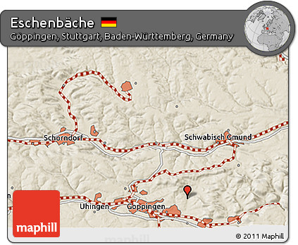 Shaded Relief 3D Map of Eschenbäche