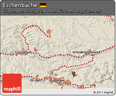 Shaded Relief 3D Map of Eschenbäche
