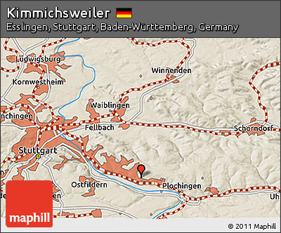 Shaded Relief 3D Map of Kimmichsweiler