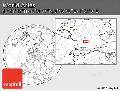 Blank Location Map of the Area around 48° 54' 57" N, 9° 25' 30" E