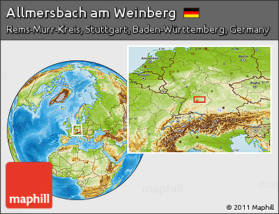 Physical Location Map of Allmersbach Am Weinberg