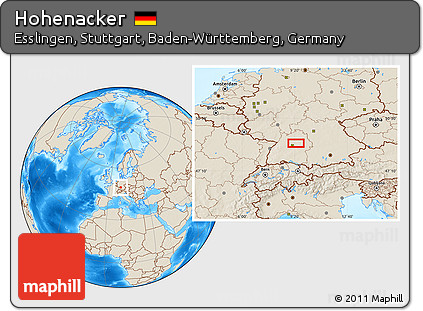 Shaded Relief Location Map of Hohenacker