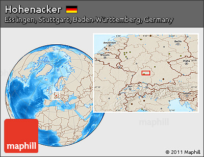 Shaded Relief Location Map of Hohenacker