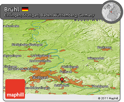 Physical Panoramic Map of Brühl