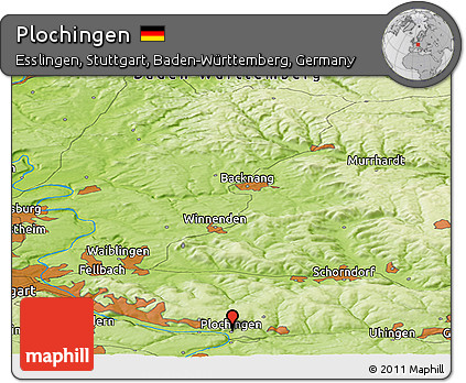 Physical Panoramic Map of Plochingen