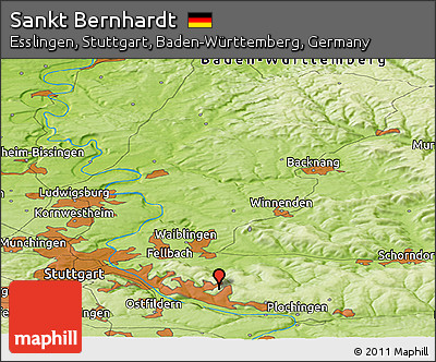 Physical Panoramic Map of Sankt Bernhardt