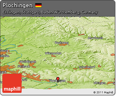 Physical Panoramic Map of Plochingen