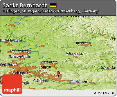 Physical Panoramic Map of Sankt Bernhardt